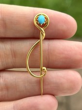 Murrle Bennett Edwardian 9ct Gold & Turquoise Set Stick Pin Antique c1910s
