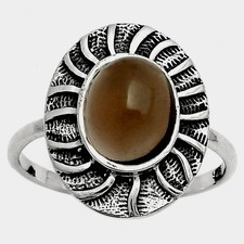 Natural Smoky Quartz - Brazil 925 Sterling Silver Ring s.8.5 Jewelry R-1085