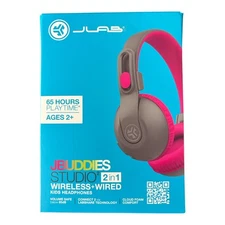 JLab JBuddies Studio 2 Wireless Kids Headphones On-Ear Volume Limiter Open Box