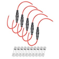 5Pcs 5x20mm Inline Screw Type Fuse Holder 18AWG Wire with 10Pcs 5A Glass Fuse