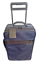Briggs & Riley Baseline Carry-on Wheeled Lugggage w Garment Bag Navy Nylon 22"
