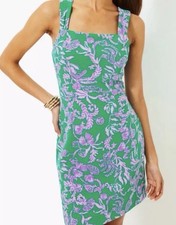 Lilly Pulitzer Sz6 Montrey Stretch Shift Dress Brazilian Green Salty Sandbar