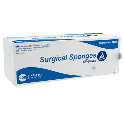 #ad Dynarex All Gauze Surgical Sponges for Wounds 2quot; x 2quot; 8 Ply Sleeve of 200 $6.99