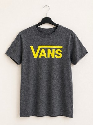 Vans Herren T-Shirt Grau Gelbes Logo - Größe S Original