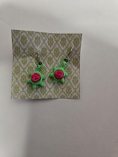 Claire's Turtle Earrings Green Pink