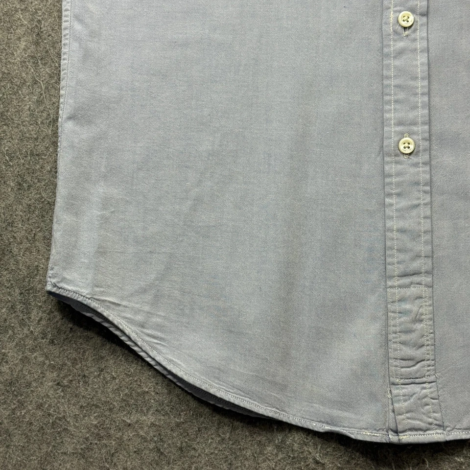 RRL Ralph Lauren Camisa Oxford Hombres M Azul Sólido OCBD Manga Larga Calce Clásico Foto 4 de 4