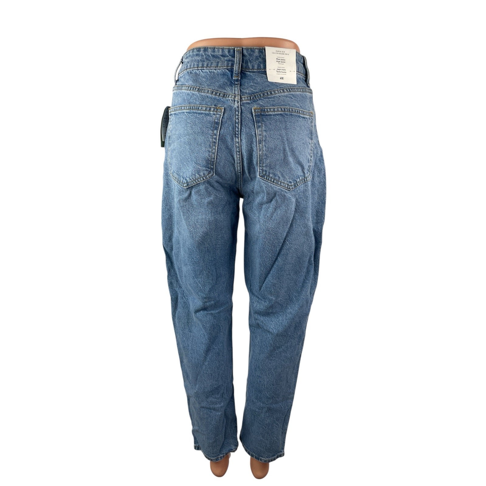 NEW H&M Women's Blue High Waisted Medium Wash Casual Mom Denim Jeans Size 4 thumbnail 4
