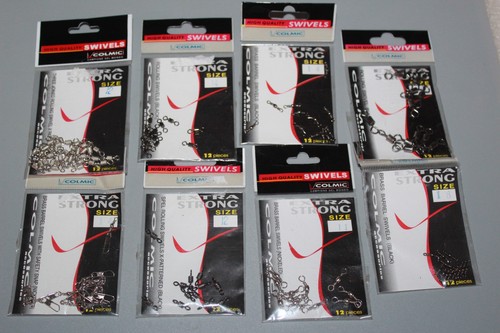 8 PACKS COLMIC SWIVELS VARIOUS TYPES SIZES 11, 12, 14 & 18 - 12 PER PACK