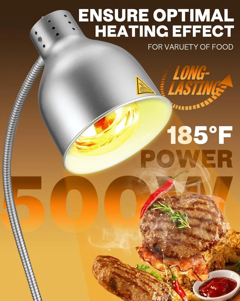 Commercial Food Heat Lamp 2-head Electric Catering for Food Restaurant - Image 3 of 4