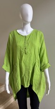 DEVITALIA High-Low Linen Top Tunic Blouse, On...