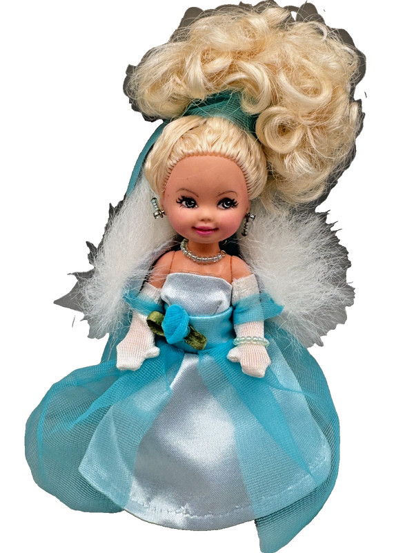 ~DS LOT P DRESSED BARBIE DOLL KELLY IN OOAK HANDMADE DRESS BLUE REPAINT FACE