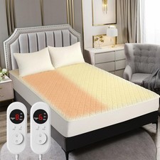 Heated Mattress Pad Queen Size   Electric Heated Bed Pad with Dual Zone Co