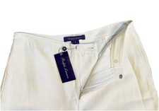 Ralph Lauren Purple Label Spring Antique White Linen Pants Wide Leg Size 10 NWT