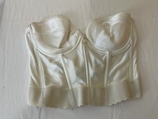 Vintage Adonna Corset Bustier Low Back Lace Bride Pinup Bra 38C Ivory