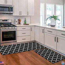 KMAT Anti-Fatigue Kitchen Mats [Set of 2] - Cushioned, Waterproof PVC Floor Rugs