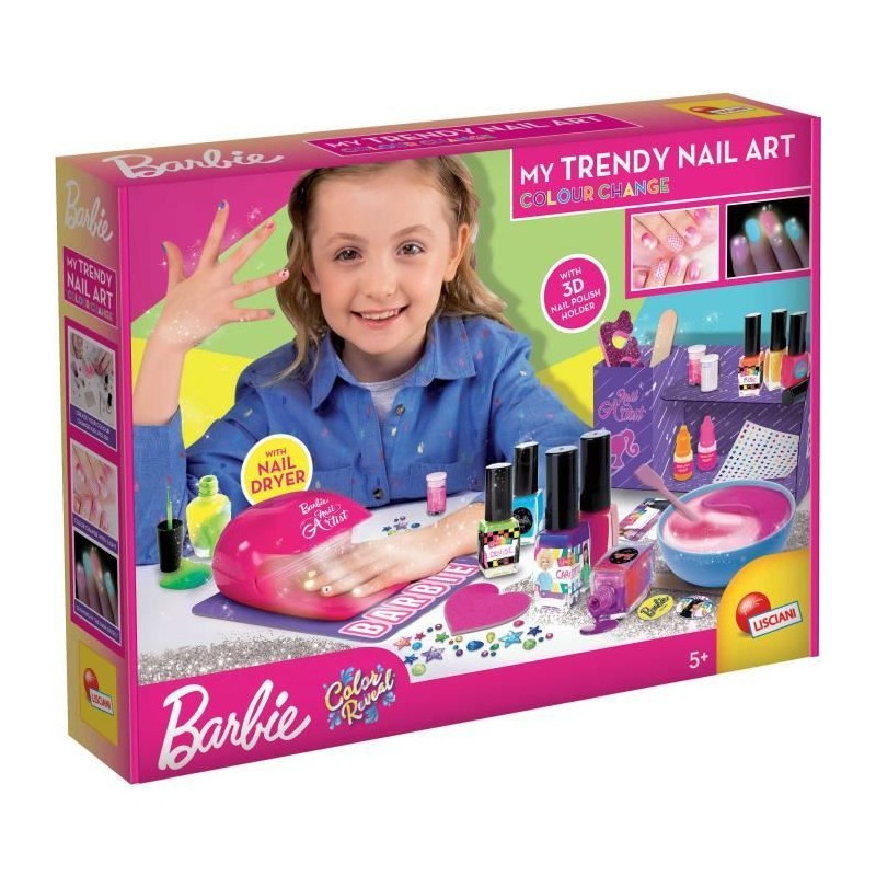 Kit de vernis à ongles Barbie LISCIANI changeant de couleur pour enfant