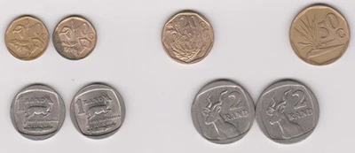 LOT DE 8 PIECES D'AFRIQUE DU SUD - 10, 20 50 cents, 1 rand, 2 rand - - Photo 1/2