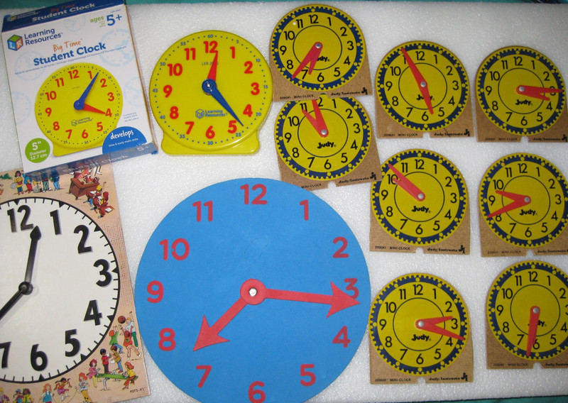 11 CLOCKS Judy Clocks Teach Time Math  Class room Lot Learning Resources mixed