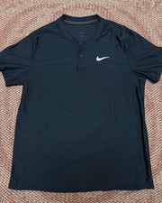 NIKE Court Breathe Advantage Polo Obsidian Navy Blue Tennis CV2499-451 LARGE