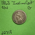 1863 Indian Head Cent 1c Good Copper-Nickel