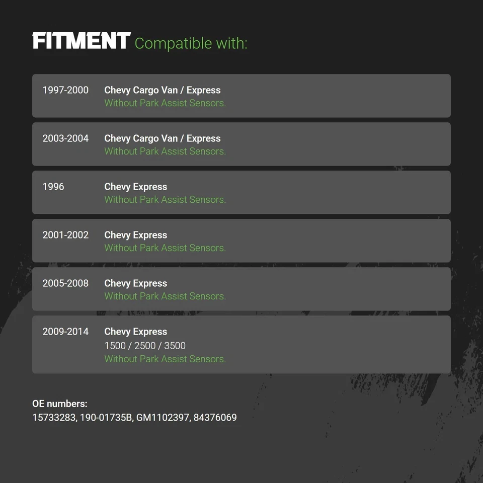 Barra frontal de parachoques trasera para Chevy Express 2500 1996-2023 certificado CAPA 15733283 Foto 2 de 3