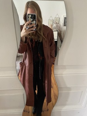 Vintage 70 s/80 s Brown Lambskin Leather Coat- Size M