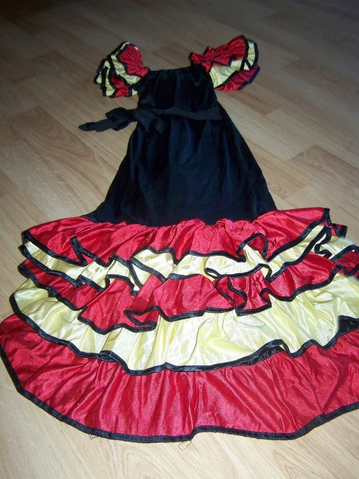 Talla Mediana Foro Novedades Bailarina Salsa Dama Española Halloween Disfraz Vestido Foto 3 de 4