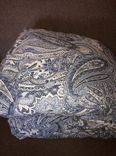 Ralph Lauren King Sz Reversible Comforter Blue White Paisley Striped USA