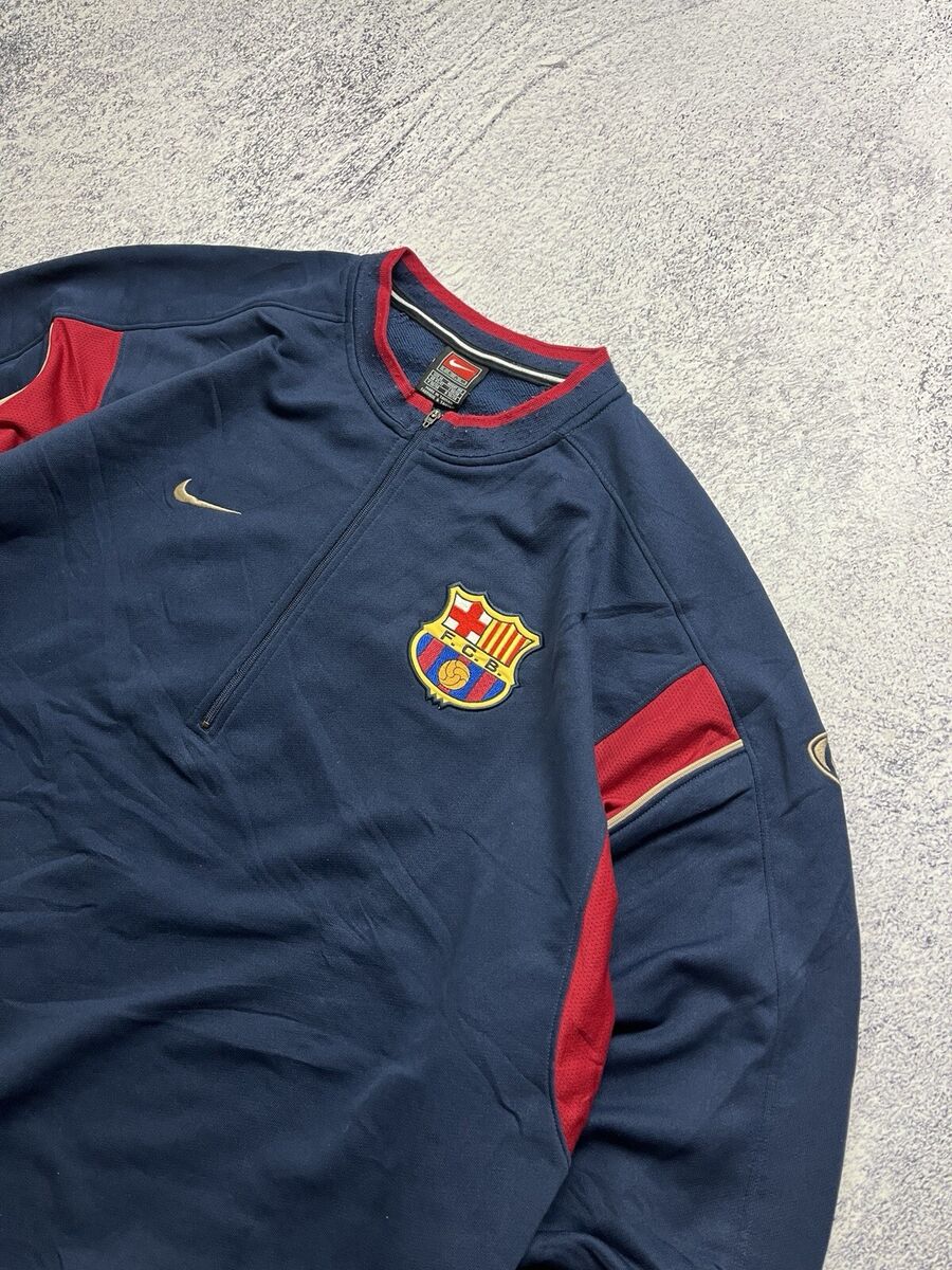 Vintage Nike Barcelona Training Football 1/4 Zip Swoosh Vintage Nike Barcelona Training Football 1/4 Zip Swoosh