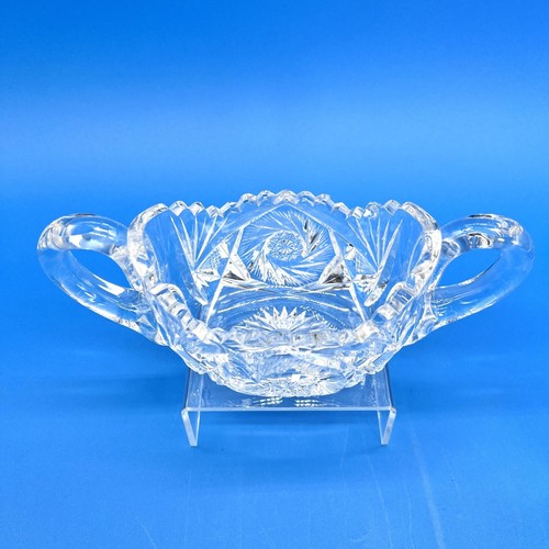 Vintage Brilliant Cut Heavy Lead Crystal Glass Sugar Bowl and Creamer - Picture 3 of 5