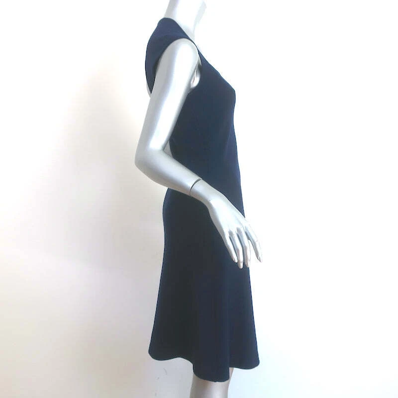 Vestido Ralph Lauren Etiqueta Negra Corte Espalda Azul Marino Elástico Tejido Talla Mediana Foto 3 de 4