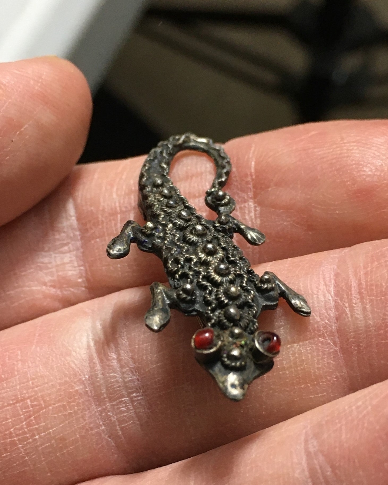 Antique 1920's Art Deco Sterling Silver Lizard Brooch Pin – Marked
