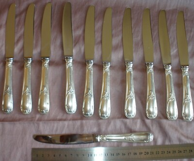 Christofle Modele Marly Couteaux A Entremet 12 Pieces Metal Argente Et Inox 1960 03 Gwxy