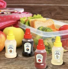 4 Pack Mini Ketchup Mustard Bottle Portable Sauce Container Dressing Travel New