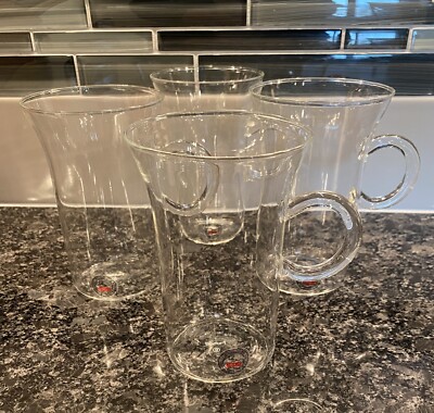 RARE NEW Bodum 10 oz 5 Inch Tall Mouth Blown Mugs (4)