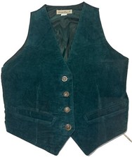 Vtg 90s Greatland Apparel Green Suede Leather Front Nylon Back Vest Small