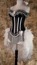 Victorian Lace Saloon/Mardi Gras/Carnival/Circus Burlesque Costume Feather WB