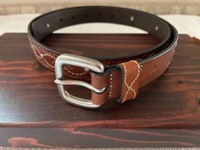 Dockers Women's Leather Belt XL Brown Embossed Stitched Studded 2228