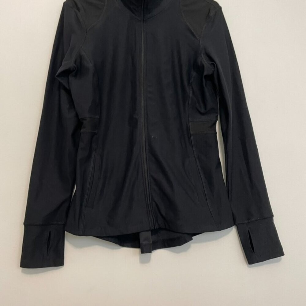 APANA Solid Black Full Zip Collared Thumbholes Ac… - image 2