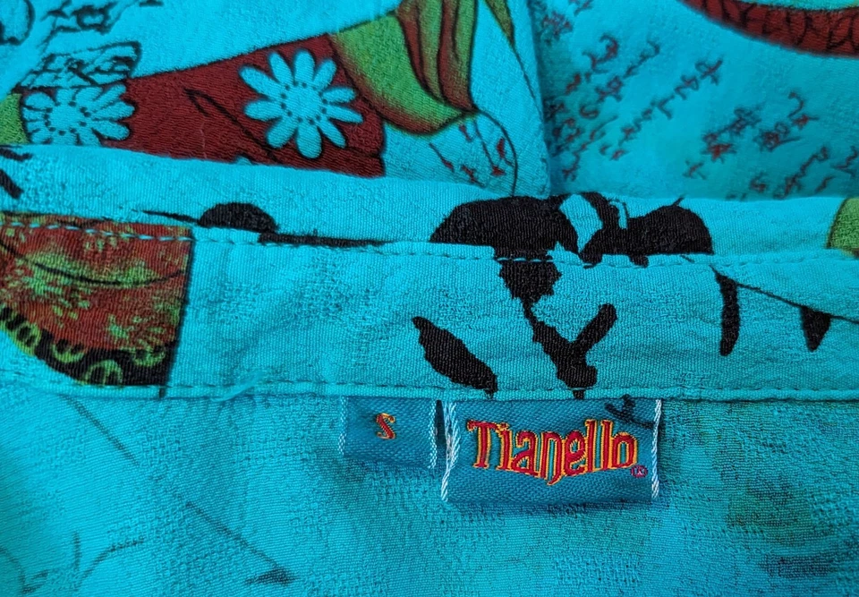 Tianello размер маленький женщин синий японский печать вискоза 3/4 рукав на пуговицах 4154 - Изображение 4 из 4