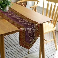 Embroidered Brocade Tassel Wedding Table Runner 6 Ft Floral Indian Table Cover