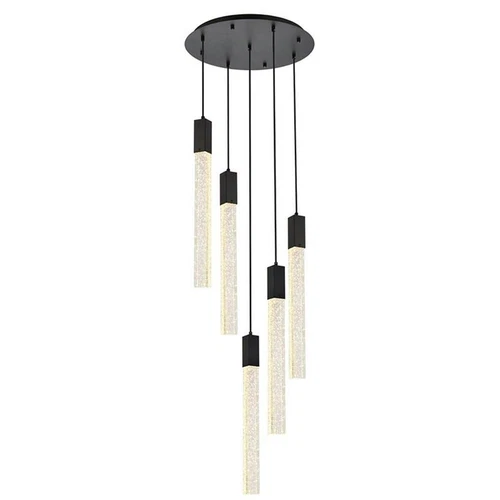 Elegant Lighting Weston 5-Light Modern Metal and Crystal Pendant in Black - Picture 1 of 8