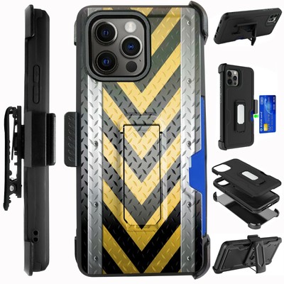  Card Holster For iPhone 13/13 Mini/13 Pro Max Phone Case ARROW XHATCH YELLOW