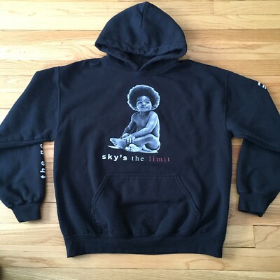 Notorious BIG Skys the Limit Hoodie Sweatshirt Black M Rap Biggie