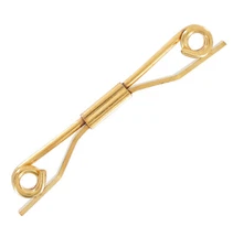 Yellow Gold Tone Bent Style Collar Clip Tie Bar Medium Size 2"