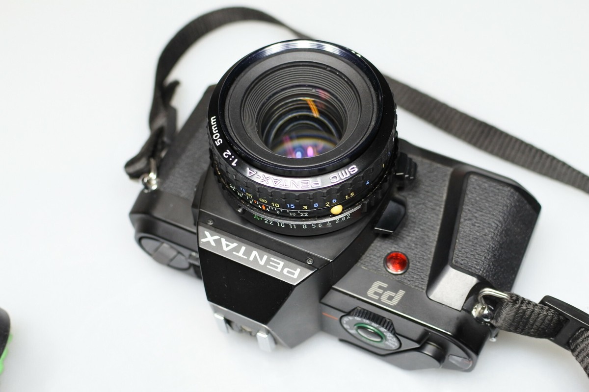 PENTAX P3 35mm SLR CAMERA W/SMC PENTAX-A 1:2 50mm LENS EXCELLENT