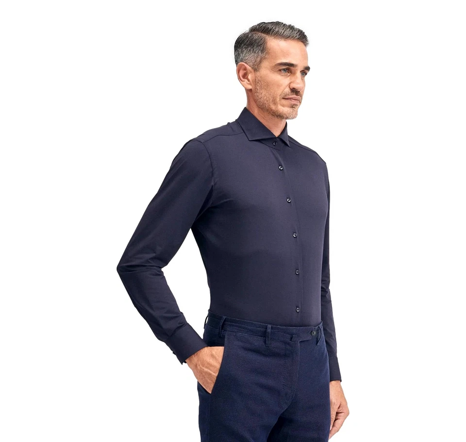 XACUS Camicia Uomo Tessuto Active Shirt 11460055 Tessuto Elasticizzato Blu - Immagine 2 di 4