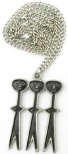 Swedish Rare Tennesmed Modernist Pewter 3 people Pendant Necklace R Tenn MCM