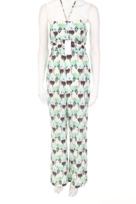 L´AUTRE CHOSE Jumpsuit Neckholder Silk Flower Print F 42 = D 40 light blue NEW