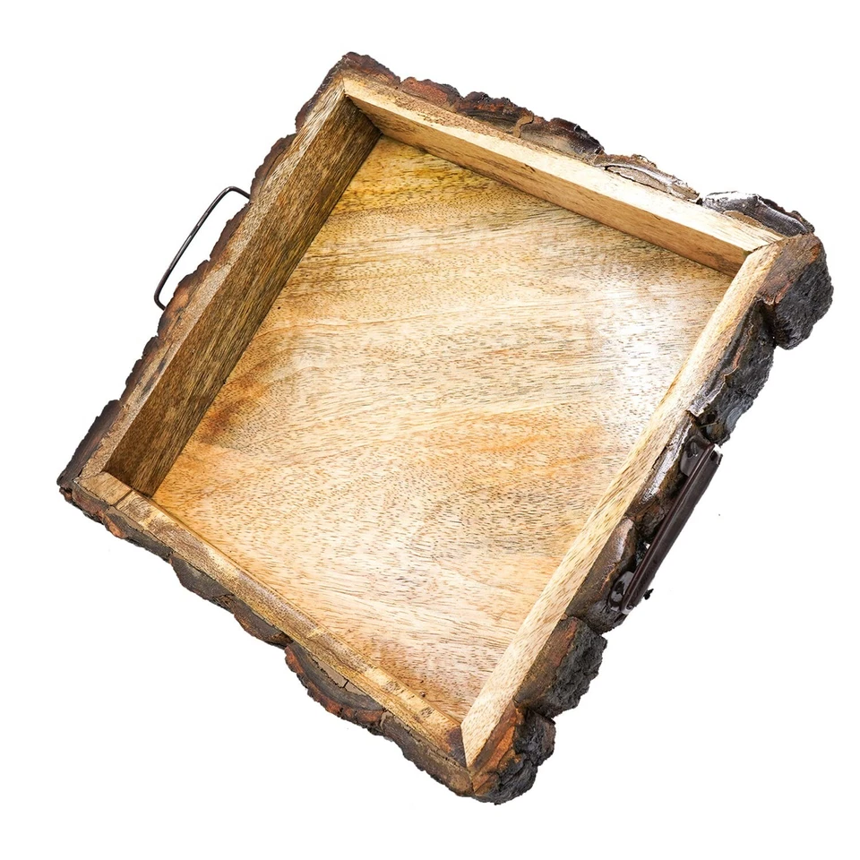 Mango Holz Tablett Handgemachte Quadrat Portion Platte 25 x 25 CM - Bild 2 von 4